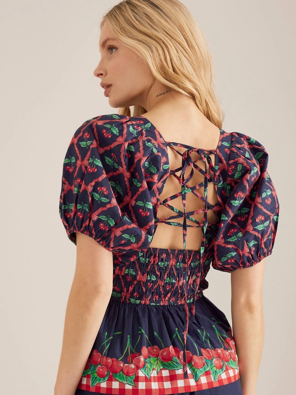 Damson Madder Anthropologie Cottagecore Coquette Cherry Girl Y2K Peplum Blouse
